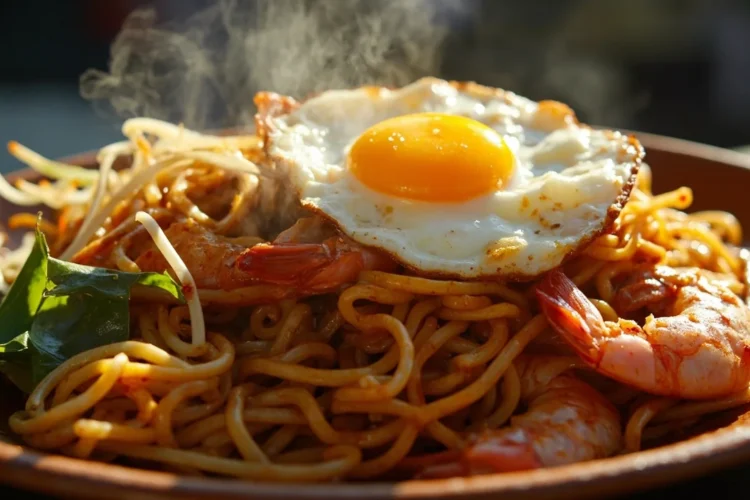 Malaysian Stir-Fried Yellow Noodles with Shrimp and Egg