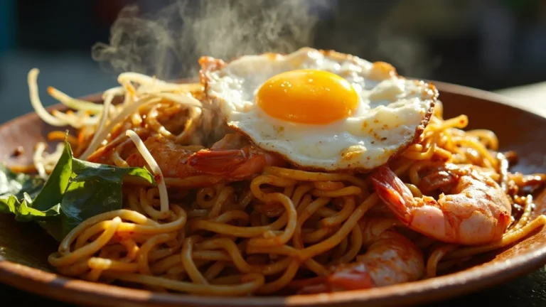 Malaysian Stir-Fried Yellow Noodles with Shrimp and Egg