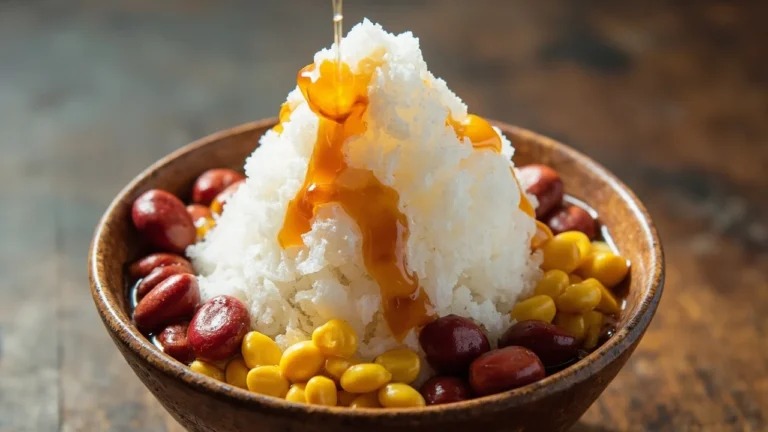 Malaysian ABC Shaved Ice with Palm Sugar and Coconut Milk