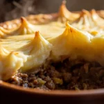 Classic British shepherd's pie with golden potato topping