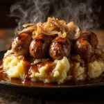 Classic British Bangers and Mash with Caramelized Onions