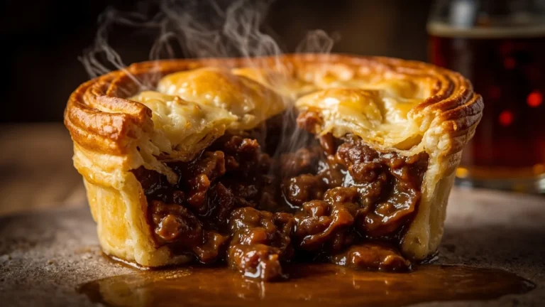 British Steak and Ale Pie with Buttery Pastry Lid