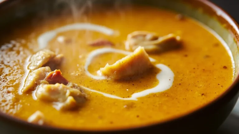 British Mulligatawny Curry Soup with Chicken and Red Lentils