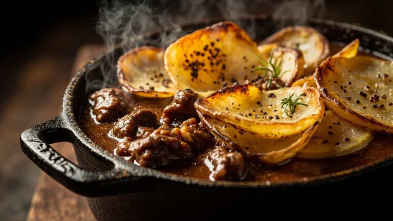 Classic Lancashire Hotpot with Lamb and Sliced Potato Topping