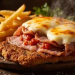 Argentine breaded beef cutlet with tomato, ham and mozzarella
