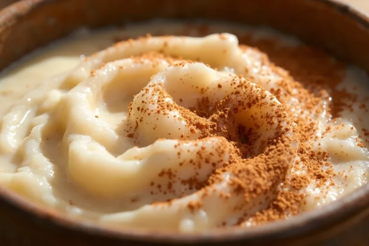 Colombian-style creamy rice pudding with cinnamon