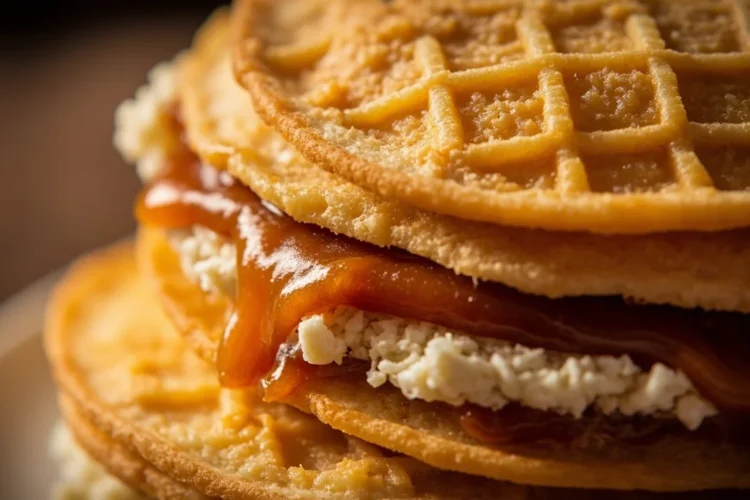 Crispy Colombian wafers with dulce de leche and cheese (obleas)