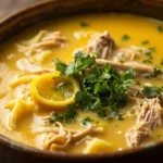 Georgian Chicken Egg Soup with Lemon and Fresh Herbs