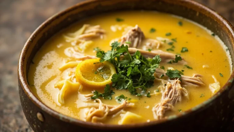 Georgian Chicken Egg Soup with Lemon and Fresh Herbs