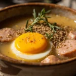 Polish Sour Rye Soup with Sausage and Egg