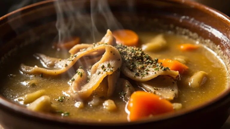 Polish Beef Tripe Soup with Marjoram and Root Vegetables