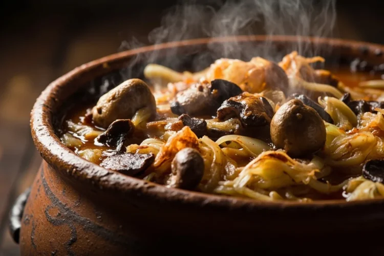 Polish Cabbage Hunter's Stew with Sauerkraut and Mushrooms