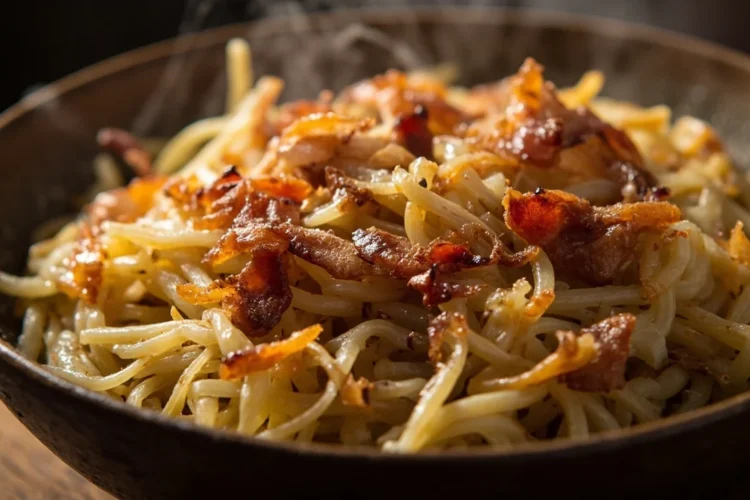 Polish Cabbage Pasta Squares with Bacon and Onions