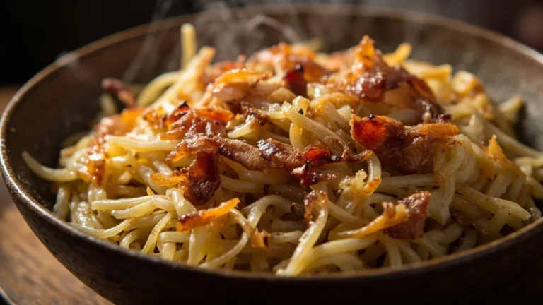 Polish Cabbage Pasta Squares with Bacon and Onions