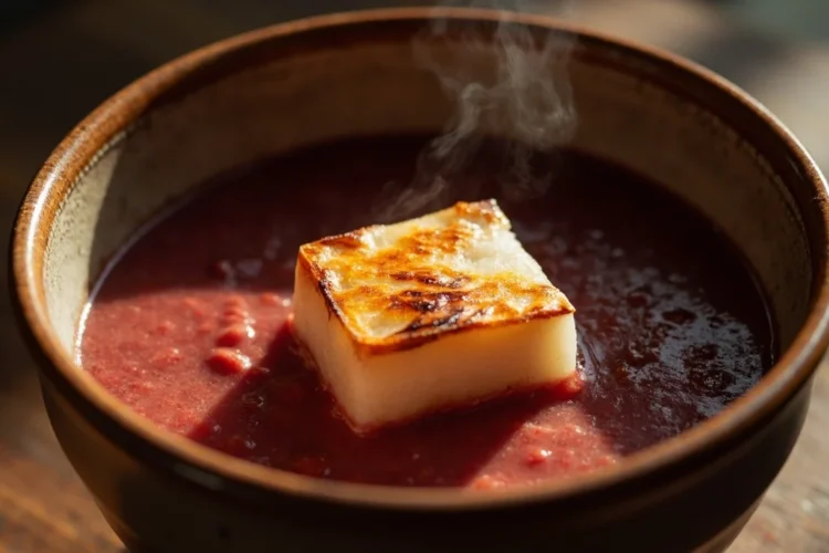 Japanese Red Bean Soup with Grilled Mochi