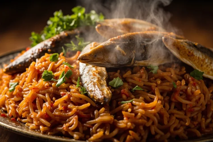 Saudi spiced dried fish and tomato rice