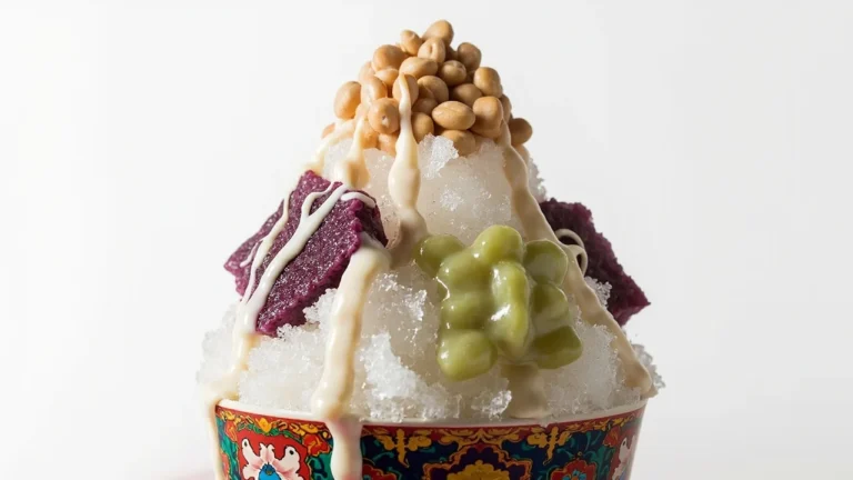 Taiwanese Classic Shaved Ice with Sweet Taro and Mung Beans