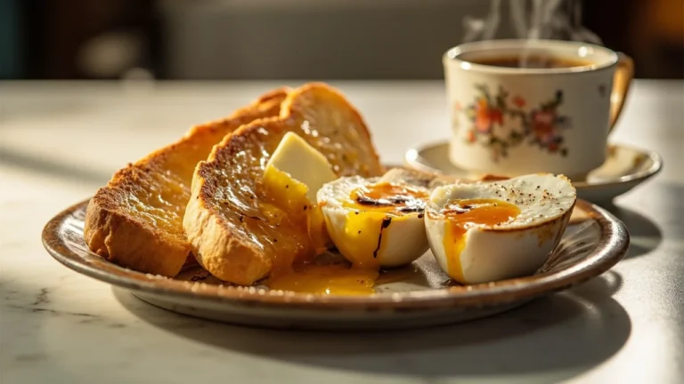 Classic Singapore Kaya Toast with Soft-Boiled Eggs