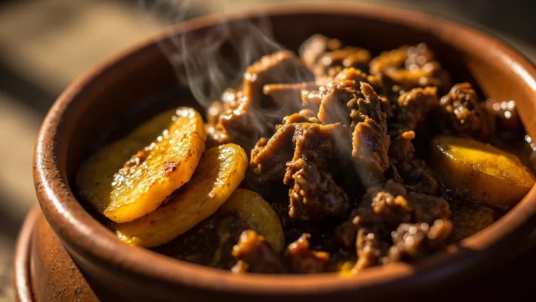 Ecuadorian Braised Goat Stew with Beer and Plantains
