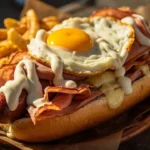 Uruguayan hot dog and crispy potato platter