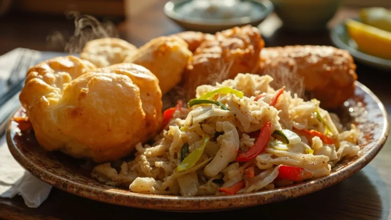 Guyanese Fried Bread and Saltfish Breakfast