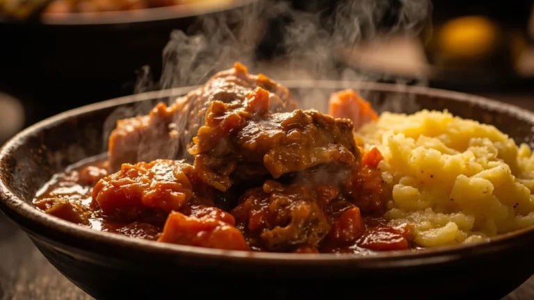 Romanian Braised Pork Stew with Garlic and Wine