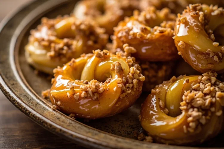 Romanian walnut-honey boiled dough twists (mucenici)