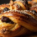 Bulgarian Easter sweet bread (kozunak) with walnuts and raisins