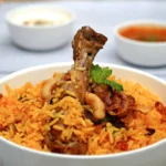 Spiced chicken with saffron rice
