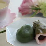 Japanese mochi with green tea