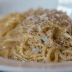 Thick pasta with pecorino cheese and black pepper