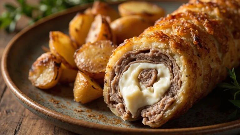 Serbian Rolled Stuffed Veal Cutlet with Kajmak