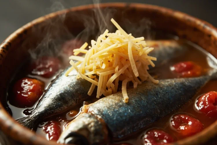 Simmered sardines with pickled plums