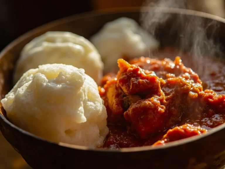 Ivorian Pounded Yam with Tomato Stew