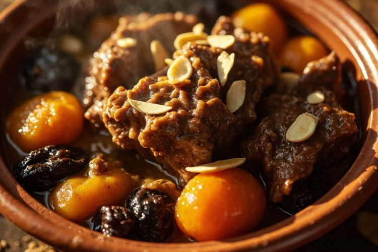Algerian sweet lamb stew with honey and dried fruits