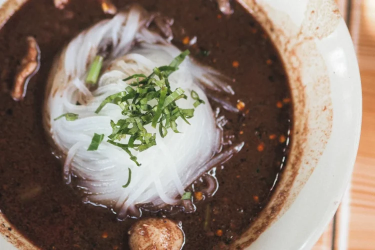 Thai fermented rice noodles kanom jeen