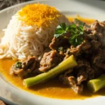 Persian khoresh karafs celery lamb stew with rice