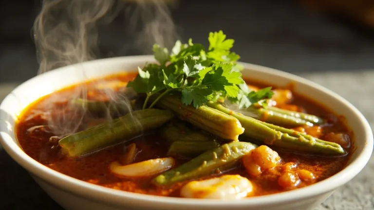 Tamil Tamarind Curry with Okra and Pearl Onions