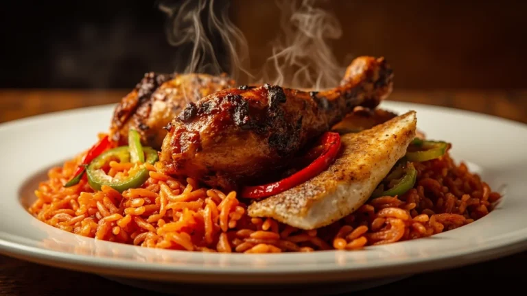 Sierra Leonean Spiced Jollof Rice with Chicken and Smoked Fish