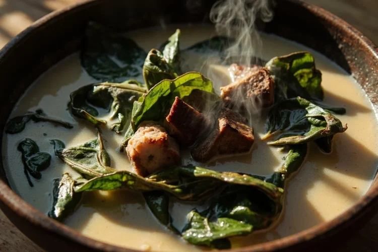 Papua New Guinea Taro Leaf Stew with Smoked Pork and Coconut