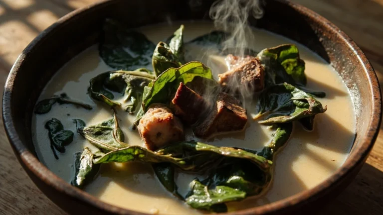Papua New Guinea Taro Leaf Stew with Smoked Pork and Coconut