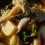 Papua Cassava Stew with Mackerel and Coconut Greens