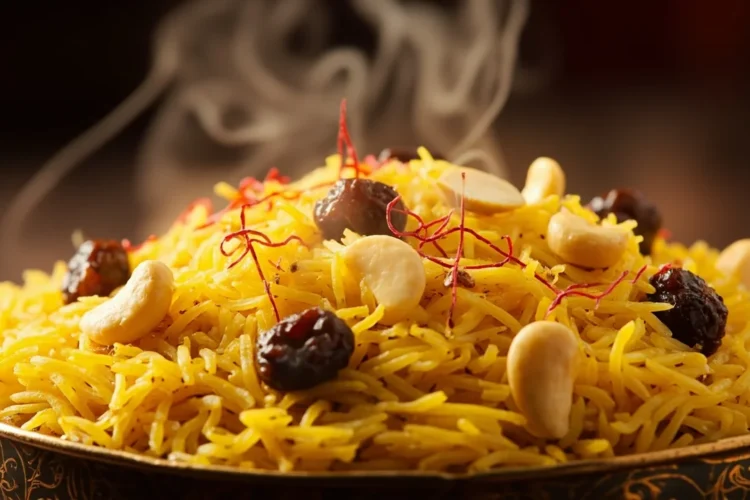 Kashmiri Sweet Saffron Rice Pilaf