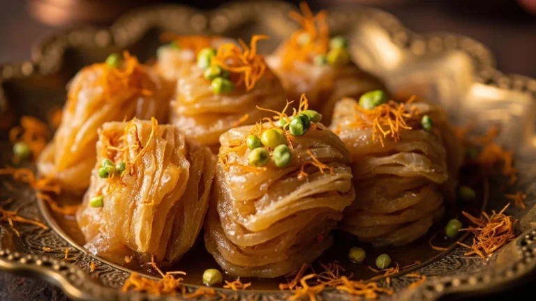 Rajasthani Layered Sweet Pastries with Cardamom Syrup