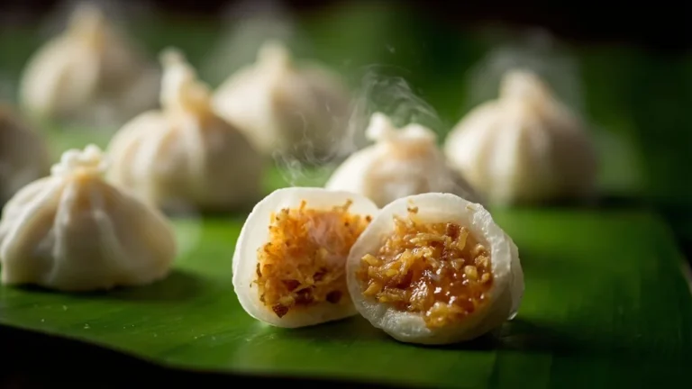 Steamed Sweet Rice Dumplings with Coconut and Jaggery Filling