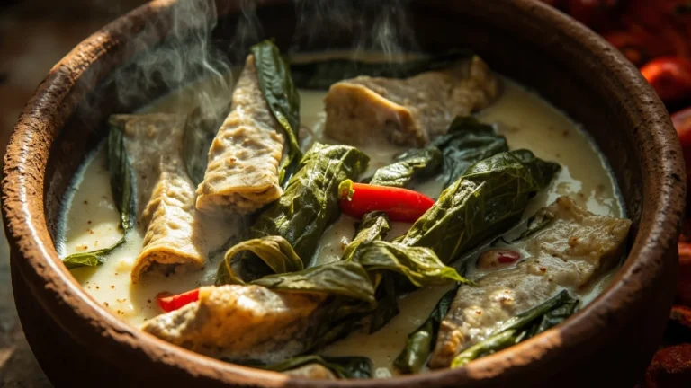 Bicol-Style Taro Leaf-Wrapped Fish Parcels in Coconut Cream