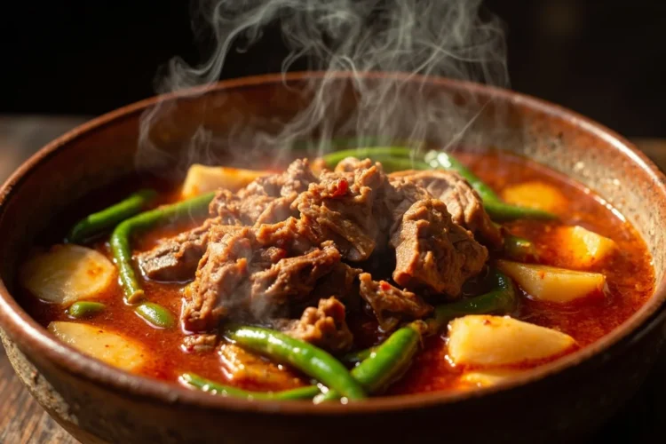 Filipino Tomato-Braised Pork Stew with Saba and Vegetables