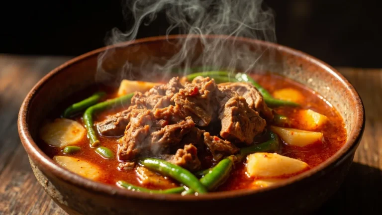 Filipino Tomato-Braised Pork Stew with Saba and Vegetables