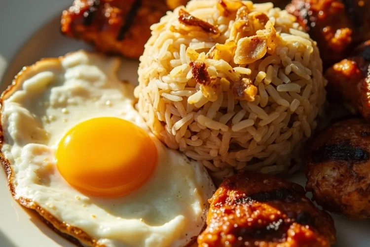 Filipino Mixed Rice Set with Garlic Rice, Chicken Inasal