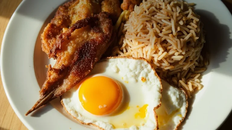 Filipino Crispy Milkfish Breakfast with Garlic Fried Rice and Fried Egg